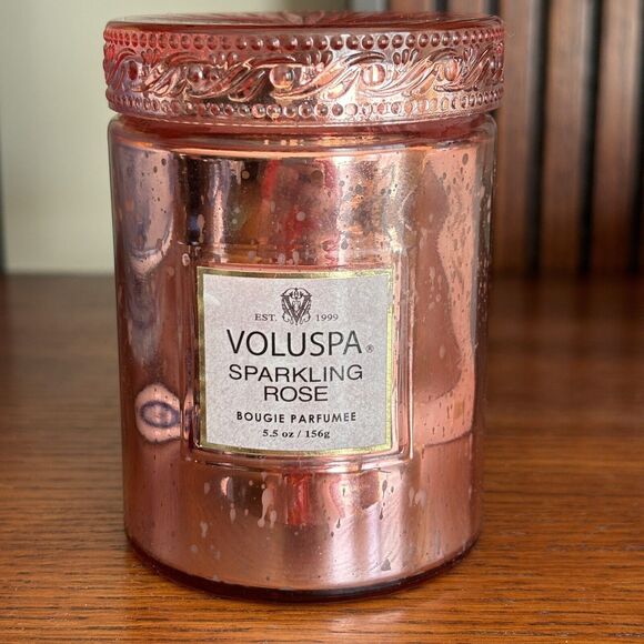 Voluspa Sparkling Rose Candle Glass Jar • 5.5oz • 50 Hour Burn Time New